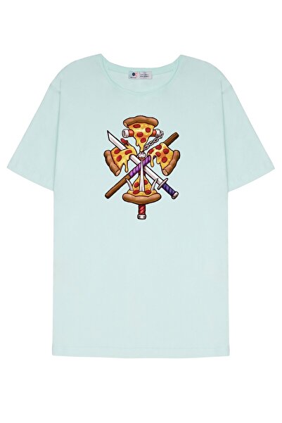 DOT للجنسين النعناع الأخضر القذرة طوق تي شيرت سلاحف النينجا البيتزا