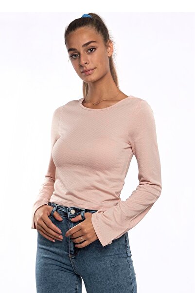 Miss Murem Open Back Balloon Sleeve Blouse-powder
