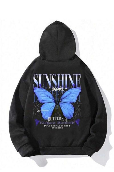 NZN COLLECTION Unisex Γυναικεία Ανδρικά Oversize Sunshine Butterfly με κουκούλα