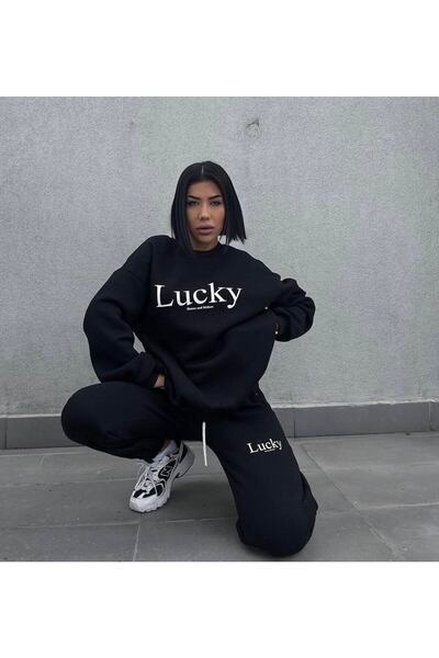 FECCY Set de trening oversize pentru femei, cu design special, cu 3 fire, cu ...