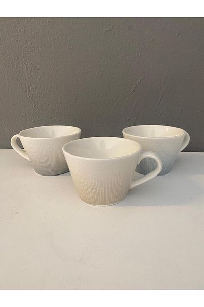 İkram Dünyası Tea Cup Set 3 Pieces Gray Brown Blue