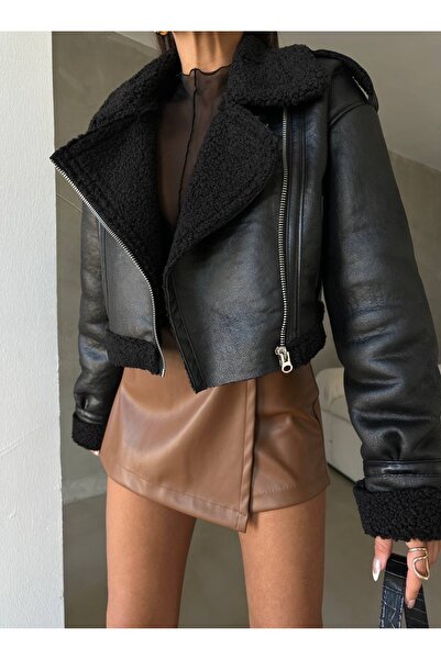 Ekim Store Kruvaze Yaka Deri Ceket