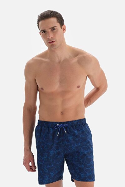Dagi Μεσαίο σορτς κολύμβησης Navy Blue Sea Wave σχέδιο