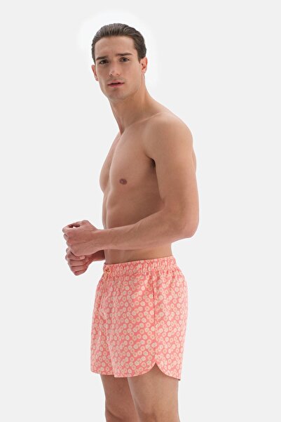 Dagi Somon Geometrik Çiçek Desenli Mini Deniz Şortu
