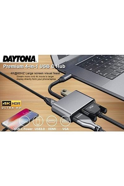 Daytona MacBook Fc02 Type-C to USB 3.0 1080P 4K HDMI Vga Pd Converter Adapter
