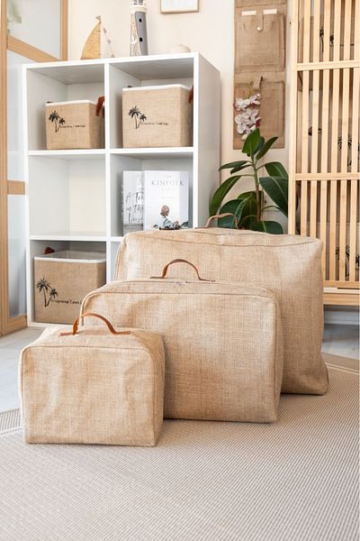 Art Bee Set of 2 Jute Base Pillow Quilt Sweater Bag