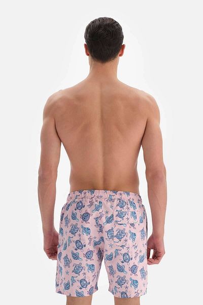 Dagi Rosafarbene mittelgroße Badeshorts mit Caretta-Muster