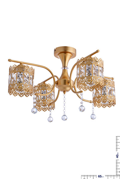 özpolataydınlatma İLAY 4 LÜ LÜX TAŞLI PLAFONYER AVİZE (GOLD)
