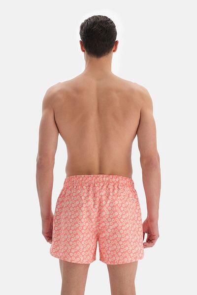 Dagi Lachsfarbene Mini-Badeshorts mit geometrischem Blumenmuster