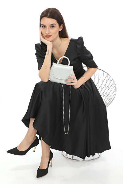 Piedra Silver Color Sea Breast Material Stone Chain Strap Women's Evening Dress Porfolio Wedding Clutch Bag