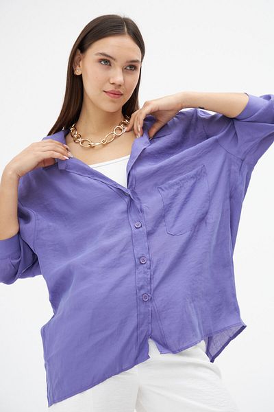 Laluvia Cămașă violet oversize cu umăr