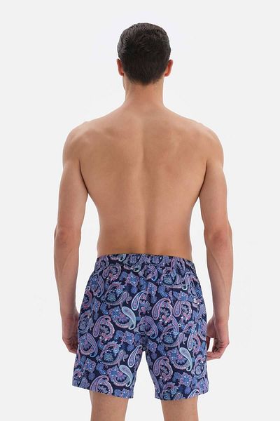 Dagi Blaue mittelgroße Badeshorts mit Paisley-Muster