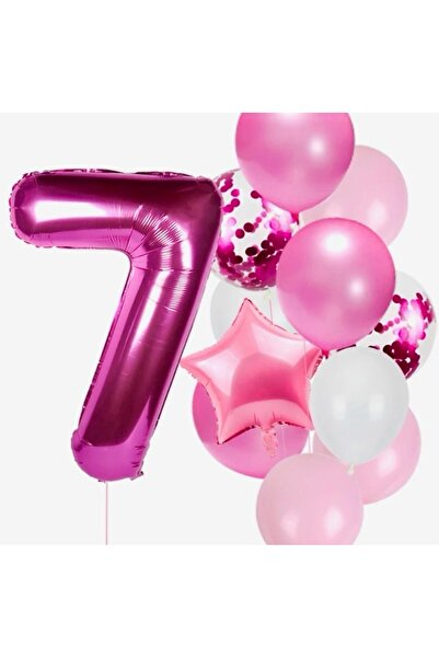 MFM Σετ μπαλόνια 7 ετών σκούρο ροζ αλουμινόχαρτο 100 cm