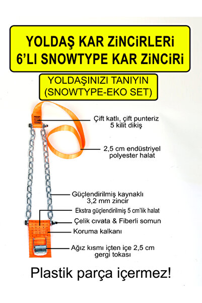 YOLDAŞ TAKMATİK Snowtype Kar Zinciri 6lı Eko Set Yg6