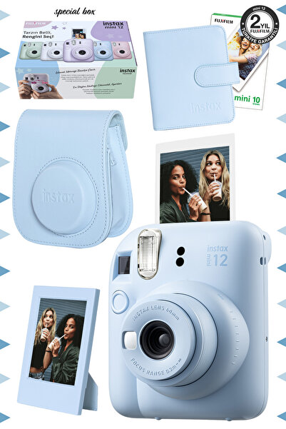 Fujifilm Instax mini 12 Mavi Fotoğraf Makinesi-10'lu Film-Çerçeve-Kare Albüm ...