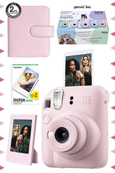 Fujifilm Instax mini 12 Pembe Fotoğraf Makinesi-20'li Film-Çerçeve ve Kare Al...