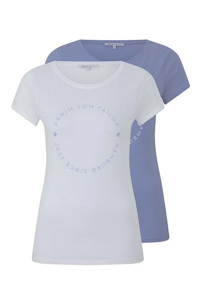 Tom Tailor Shirt Basic-T-Shirt im 2er-Pack mit Rundhalsausschnitt und Logo-Print im Loose Fit