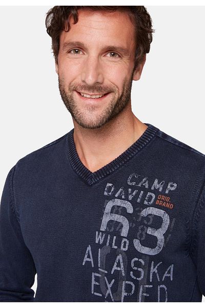 Camp David Pullover Strickpullover V-Ausschnitt