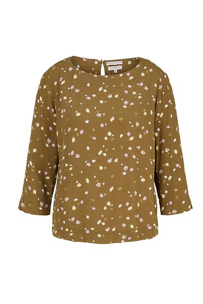 Tom Tailor Bluse Gemusterte Sommerbluse mit U-Boot Ausschnitt