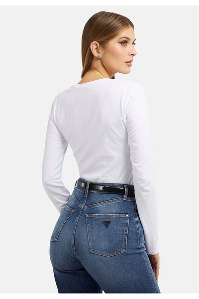 Guess Shirt Langarmshirt ADRIANA TEE mit Rundhalsausschnitt und Logo-Print in Slim Fit