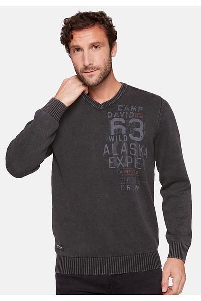 Camp David Pullover Strickpullover V-Ausschnitt