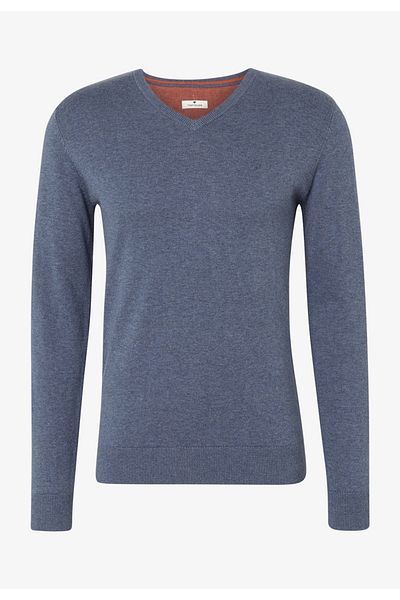 Tom Tailor Kazak Strickpullover Basic V Yaka Melanj