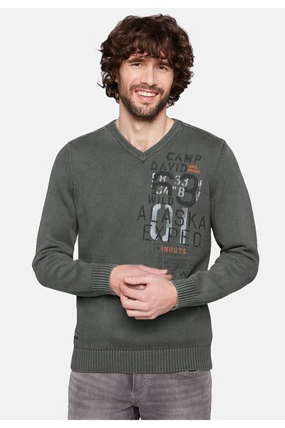 Camp David Pullover Strickpullover V-Ausschnitt