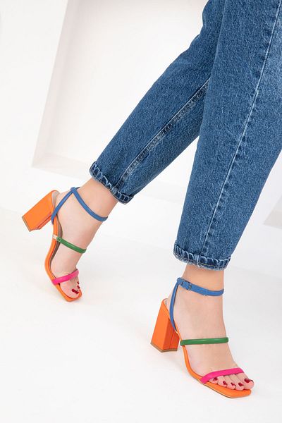SOHO orange-mehrfarbig Klassische Damenschuhe mit Absatz 17801