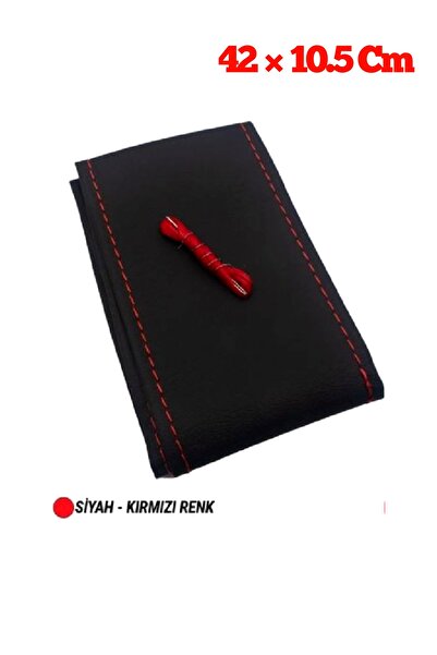 Asegaraj Universal Minibüs Deri Dikmeli Direksiyon Kılıfı Soft Kırmızı Ipli 42×10.5cm
