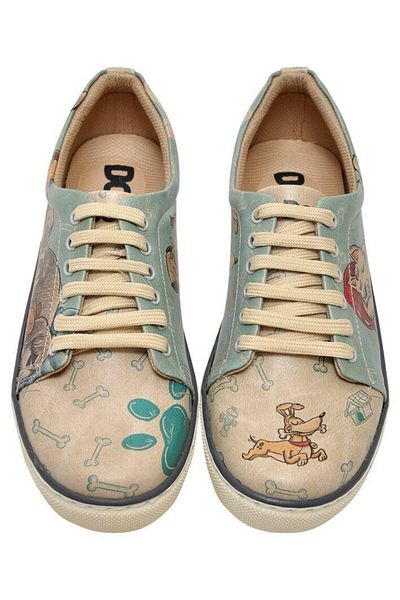 Dogo Pantofi de damă din piele vegană verzi - Design câini adormit