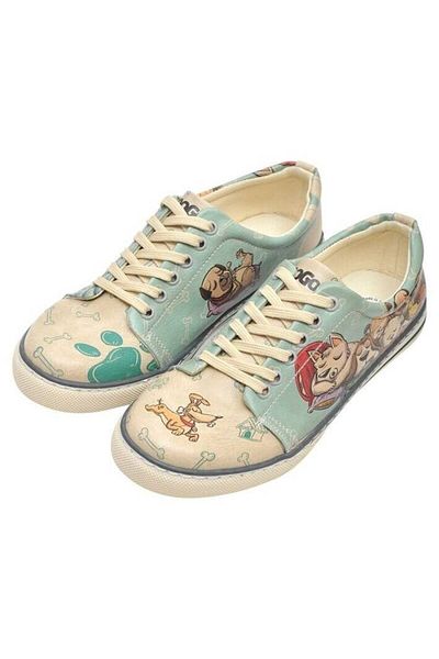 Dogo Pantofi de damă din piele vegană verzi - Design câini adormit