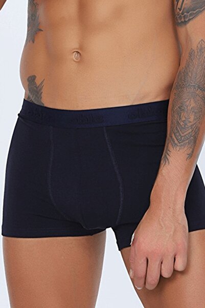 OBJE Lacivert Modal Dıştan Lastik Kısa Erkek Boxer