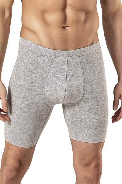 OBJE Gri Pamuklu Uzun Boxer