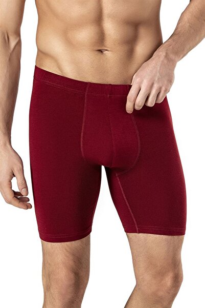 OBJE Bordo Pamuklu Uzun Boxer
