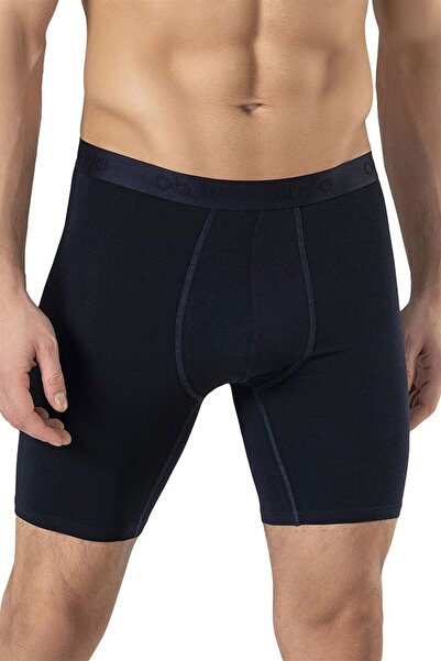 OBJE Lacivert Dıştan Lastikli Pamuklu Uzun Boxer