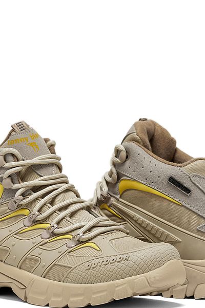 Tonny Black Unisex Beige Gelb Bequeme Passform Wasserabweisende Schnürstiefel Unisex