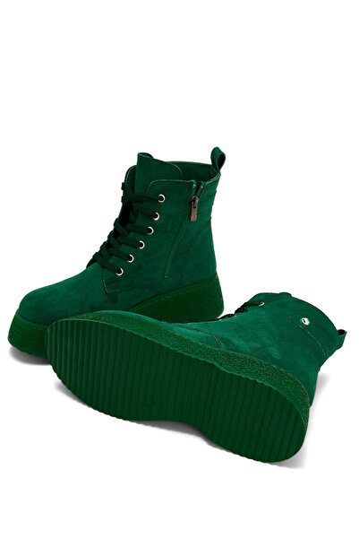 Tonny Black Γυναικείες γυναικείες μπότες με άνετη εφαρμογή πράσινου σουέτ με κορδόνια