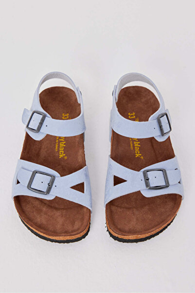 Tonny Black Детски унисекс бебешки сини удобни сандали от набук с двойна ката...