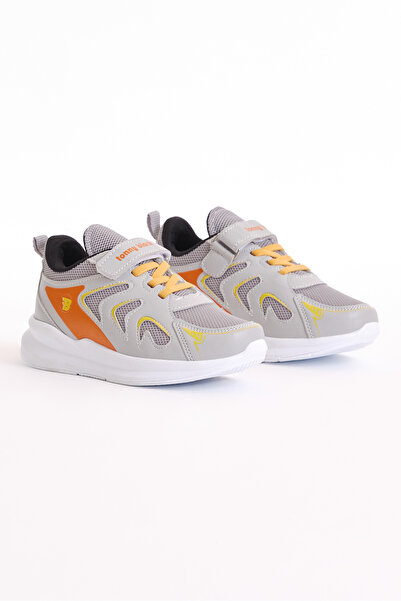 Tonny Black Children's Unisex Ice Orange Breathable Fabric Patterned Velcro Sports Shoes