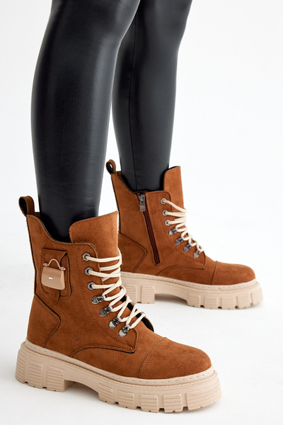 Tonny Black Dámské hnědé semišové pohodlné šněrovací dámské boty