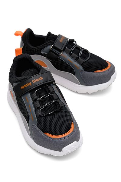 Tonny Black Παιδικά Unisex Μαύρο Πορτοκαλί Faylon Σόλα Άνετη Εφαρμογή Velcro Παιδικά Παπούτσια