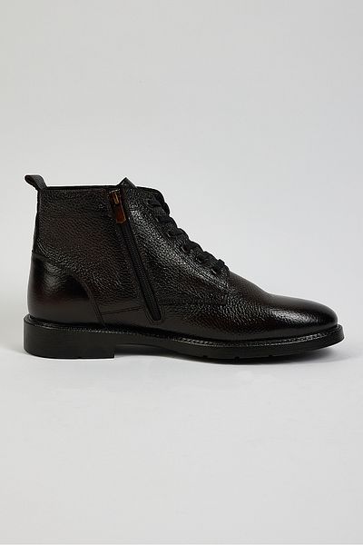 Tonny Black Men's Brown Comfortable Fit Genuine Leather Men's Front Lace-up Boots
