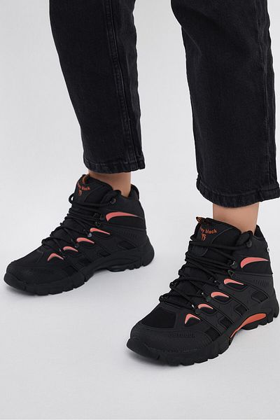 Tonny Black Unisex Schwarz Orange Bequeme Passform Wasserabweisende Unisex-Schnürstiefel