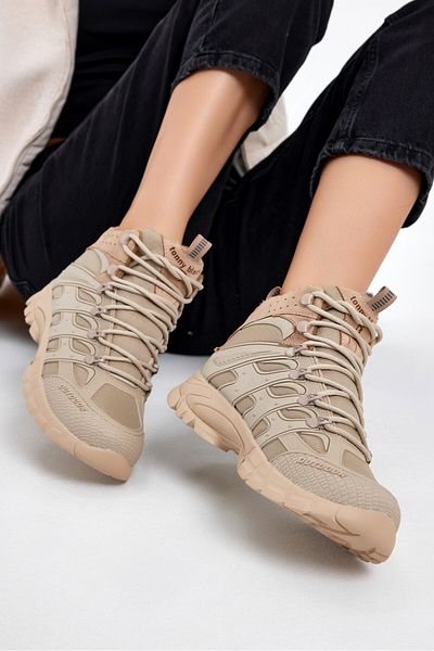 Tonny Black Unisex-Beige, bequeme Passform, wasserabweisende Unisex-Schnürstiefel