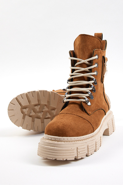 Tonny Black Dámské hnědé semišové pohodlné šněrovací dámské boty