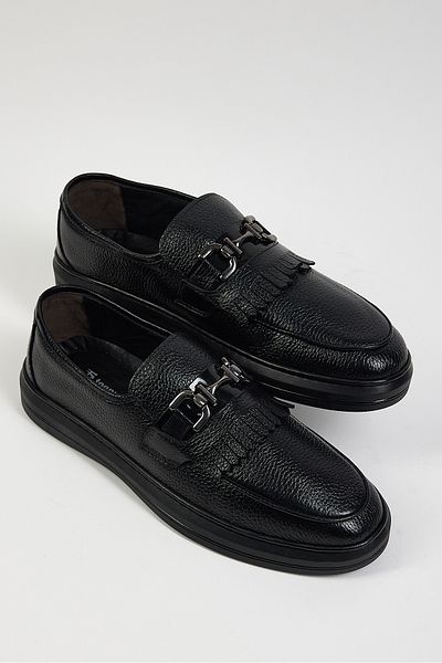 Tonny Black Ανδρικό Μαύρο Άνετο Δερμάτινο Ανδρικό Loafer