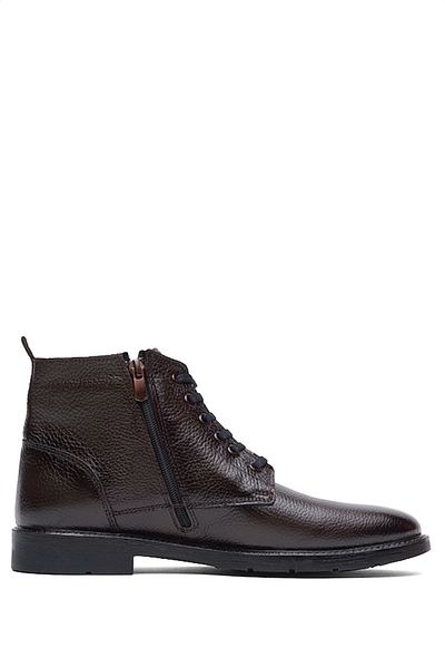 Tonny Black Men's Brown Comfortable Fit Genuine Leather Lace-up Short Men's Boots