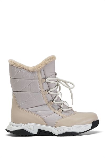 Tonny Black Girl's Mink Thermo Sole Front Lace-up Snow Boots