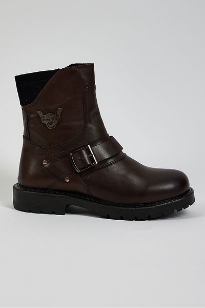 Tonny Black Men's Brown Black Tonny Black Comfortable Fit Buckle Genuine Leather Men's Boots