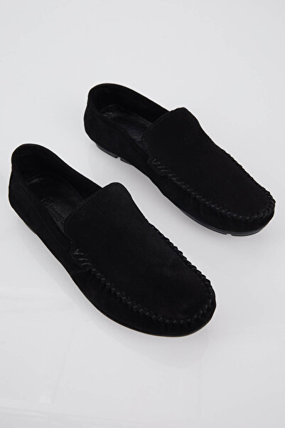 Tonny Black Мъжки черни мокасини от естествена кожа и велур